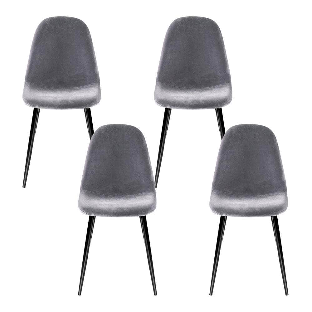 Dining Chairs Set Of 4 Velvet Curved Slope Grey