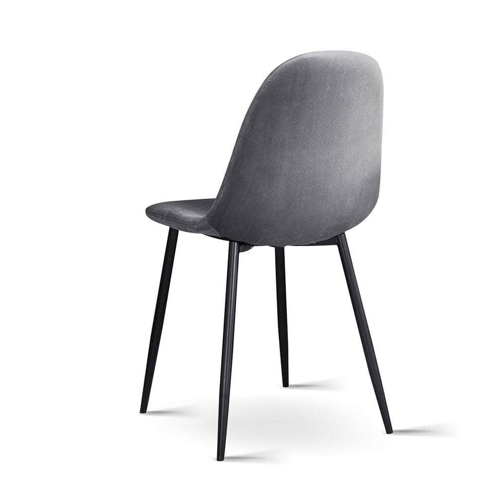 Dining Chairs Set Of 4 Velvet Curved Slope Grey