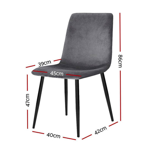 Dining Chairs Set Of 4 Velvet Horizontal Slope Grey