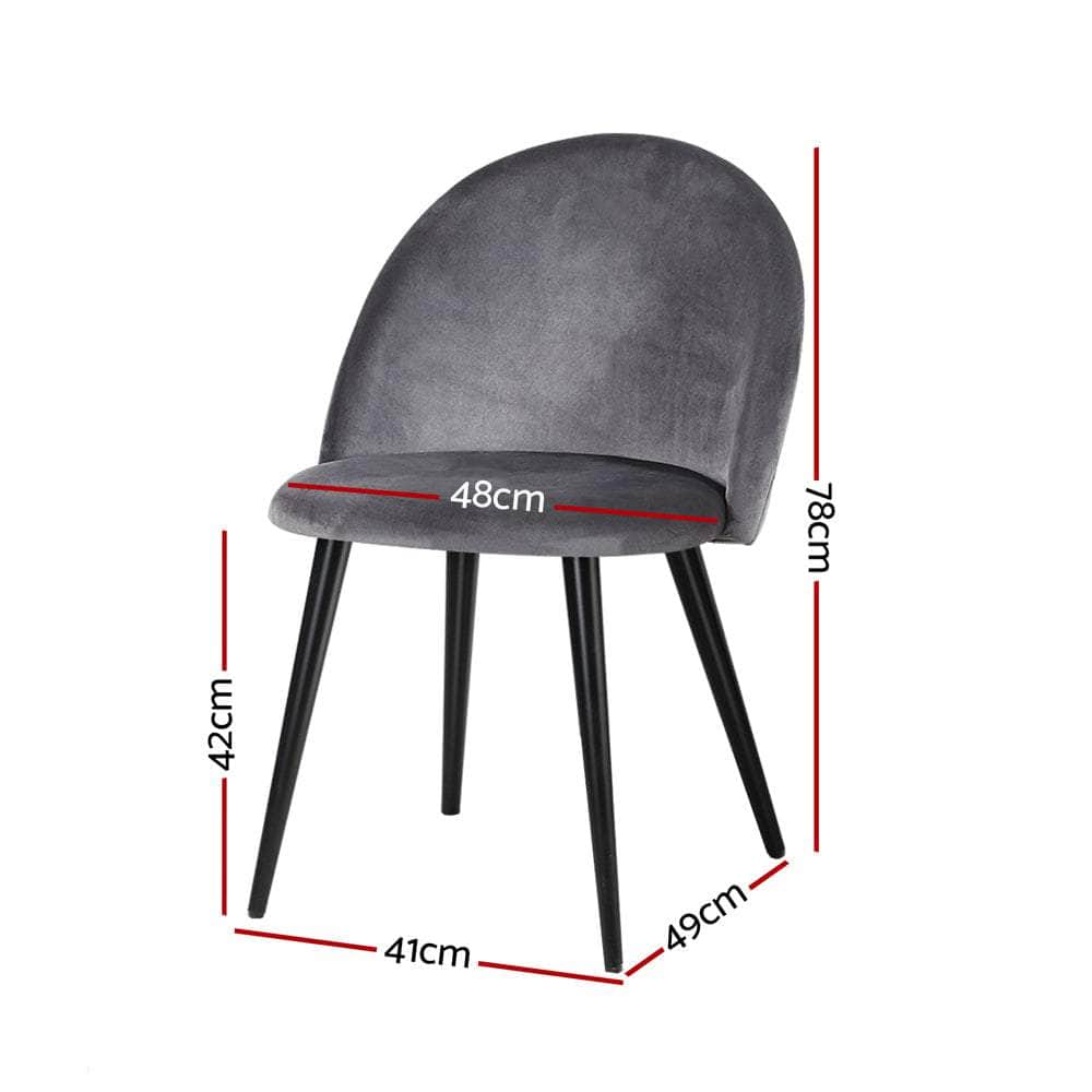 Dining Chairs Set of 4 Velvet Solid Curved Dark Grey - Stylish