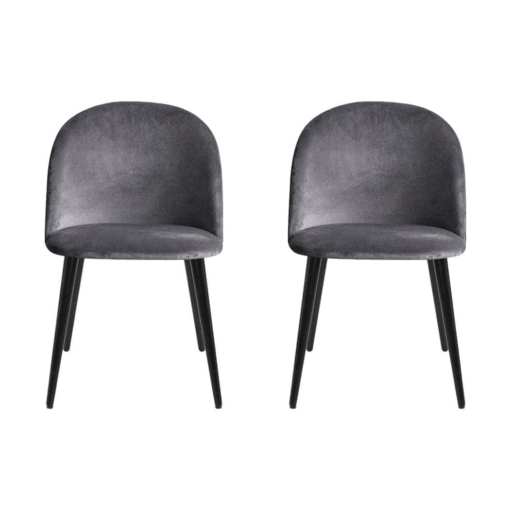 Dining Chairs Set of 4 Velvet Solid Curved Dark Grey - Stylish