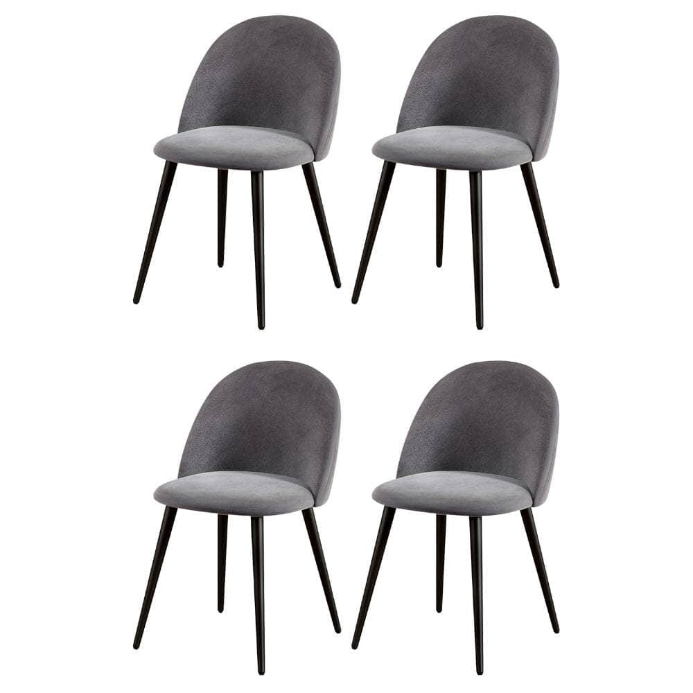 Dining Chairs Set of 4 Velvet Solid Curved Dark Grey - Stylish