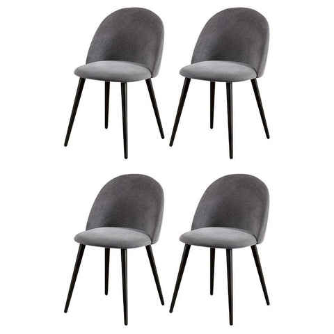 Dining Chairs Set of 4 Velvet Solid Curved Dark Grey - Stylish