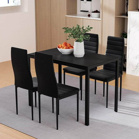 Dining Chairs & Table Dining Set 4/6 Chair Set Of 5/7 Wooden Top White/Black