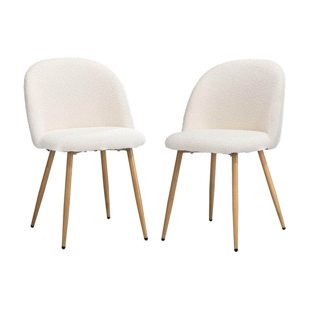 Dining Chairs Upholstered Sherpa Wooden White