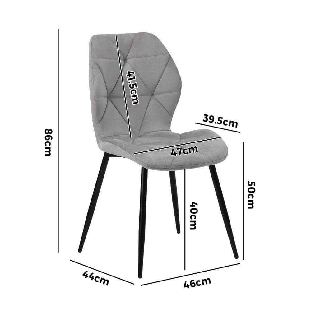 Dining Chairs Velvet Blue/Grey
