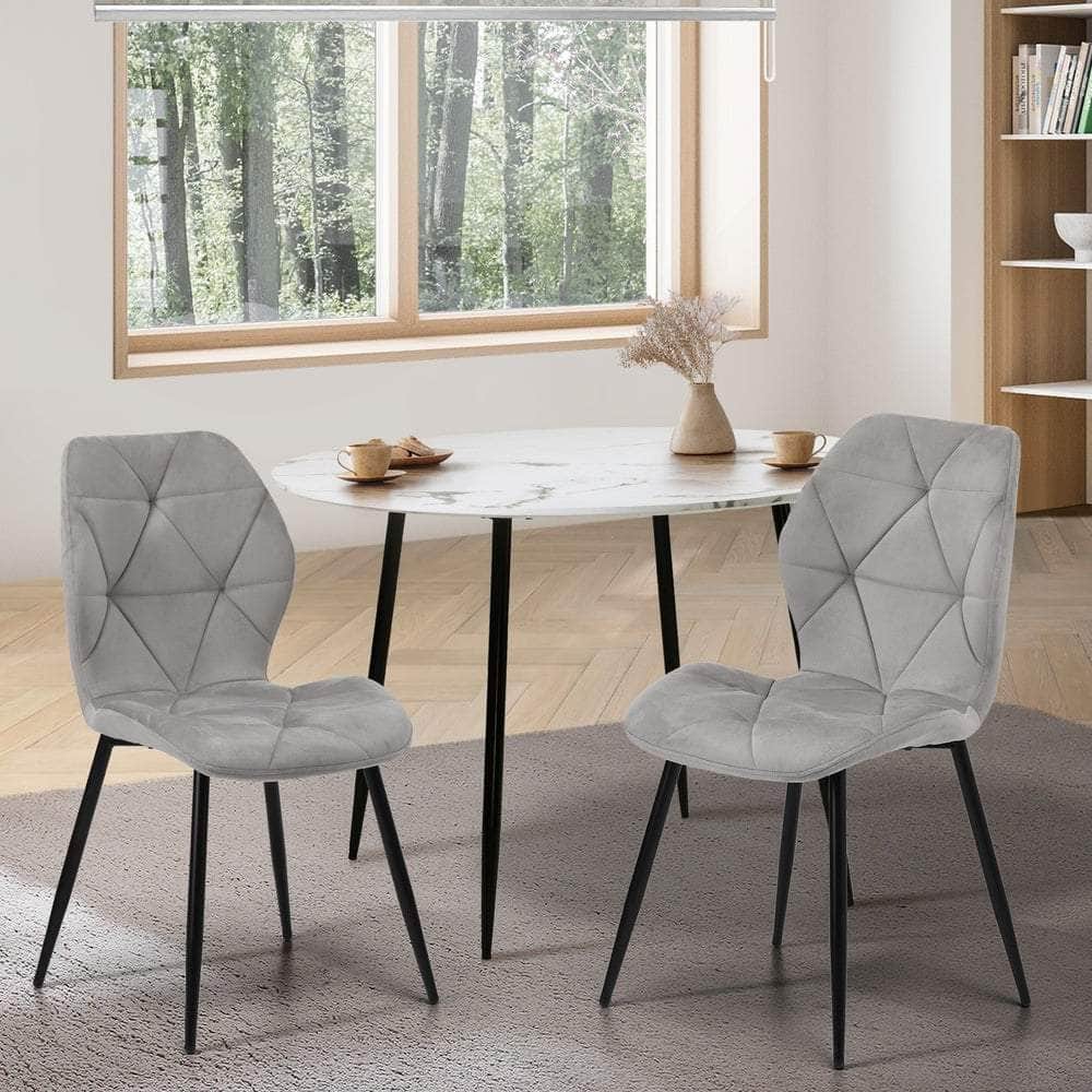 Dining Chairs Velvet Blue/Grey