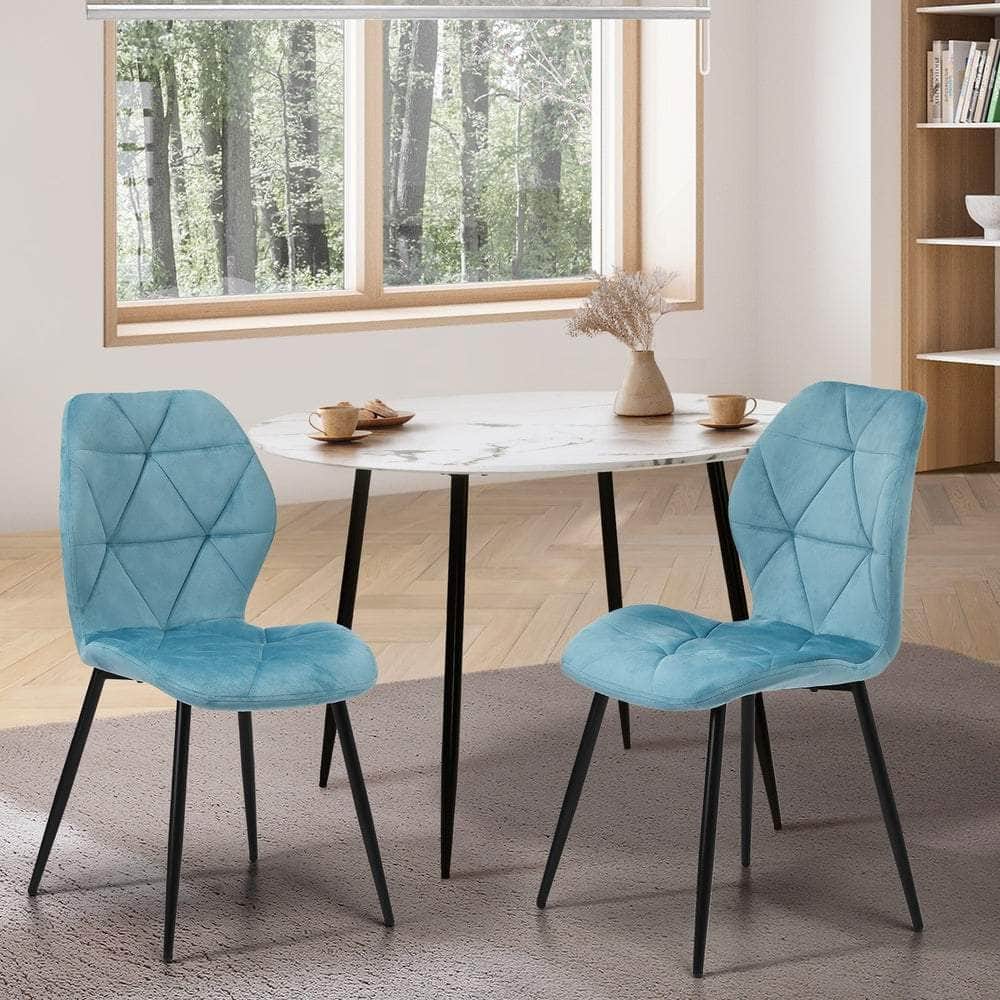 Dining Chairs Velvet Blue/Grey