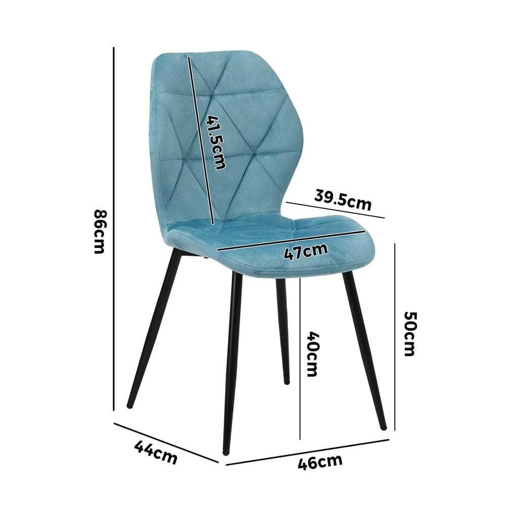 Dining Chairs Velvet Blue/Grey