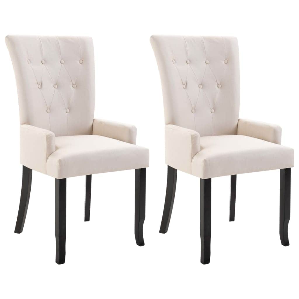 Dining Chairs with Armrests 2 pcs Beige Fabric