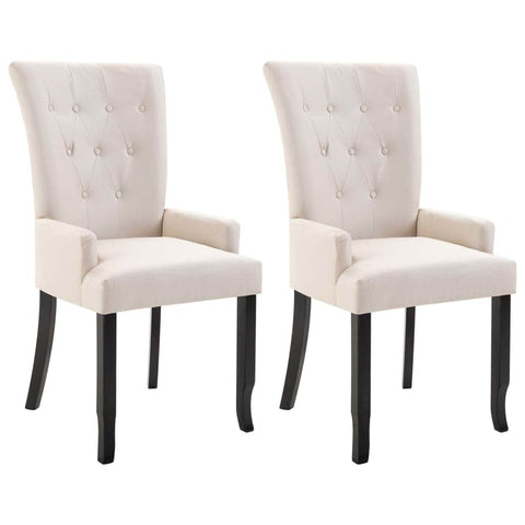 Dining Chairs with Armrests 2 pcs Beige Fabric