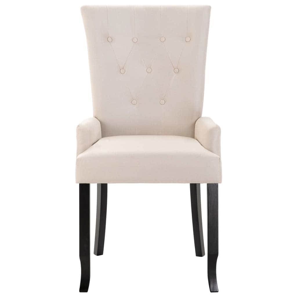 Dining Chairs with Armrests 2 pcs Beige Fabric