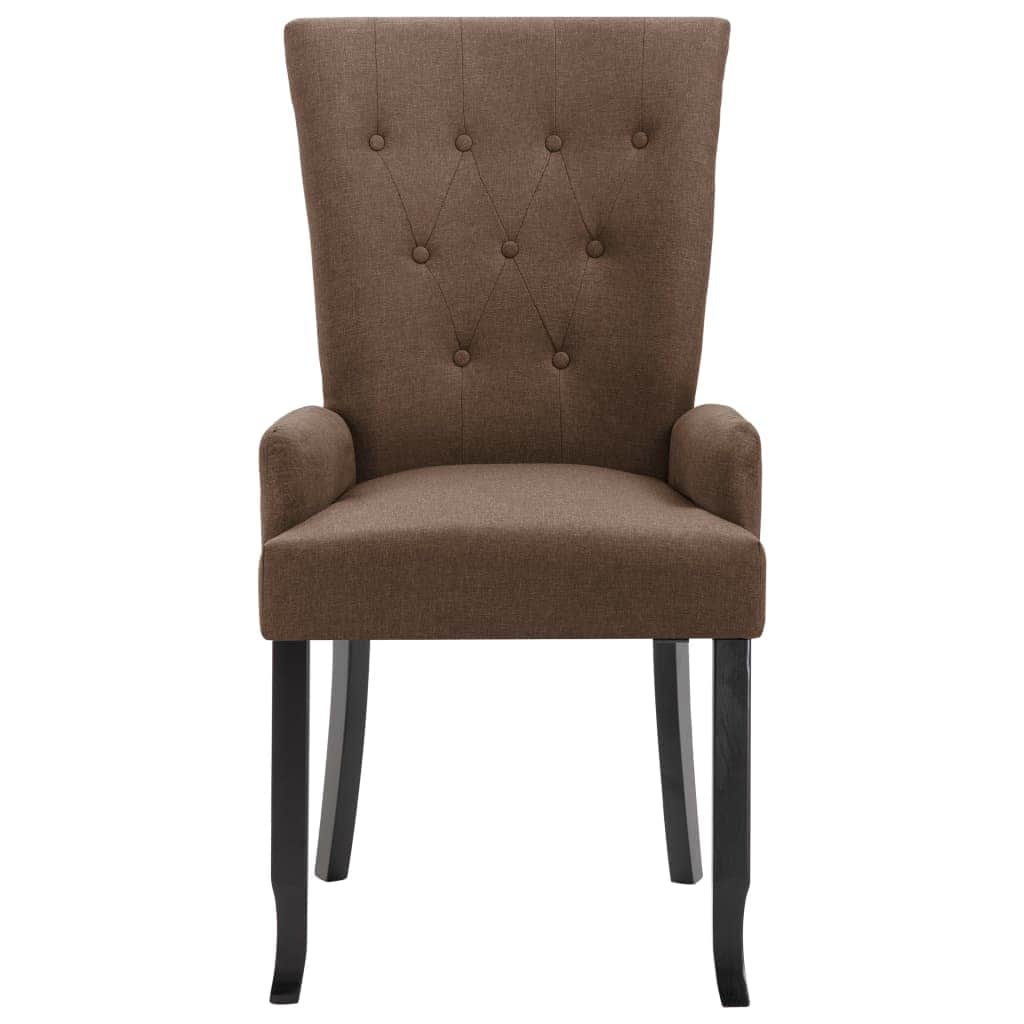 Dining Chairs with Armrests 2 pcs Brown Fabric