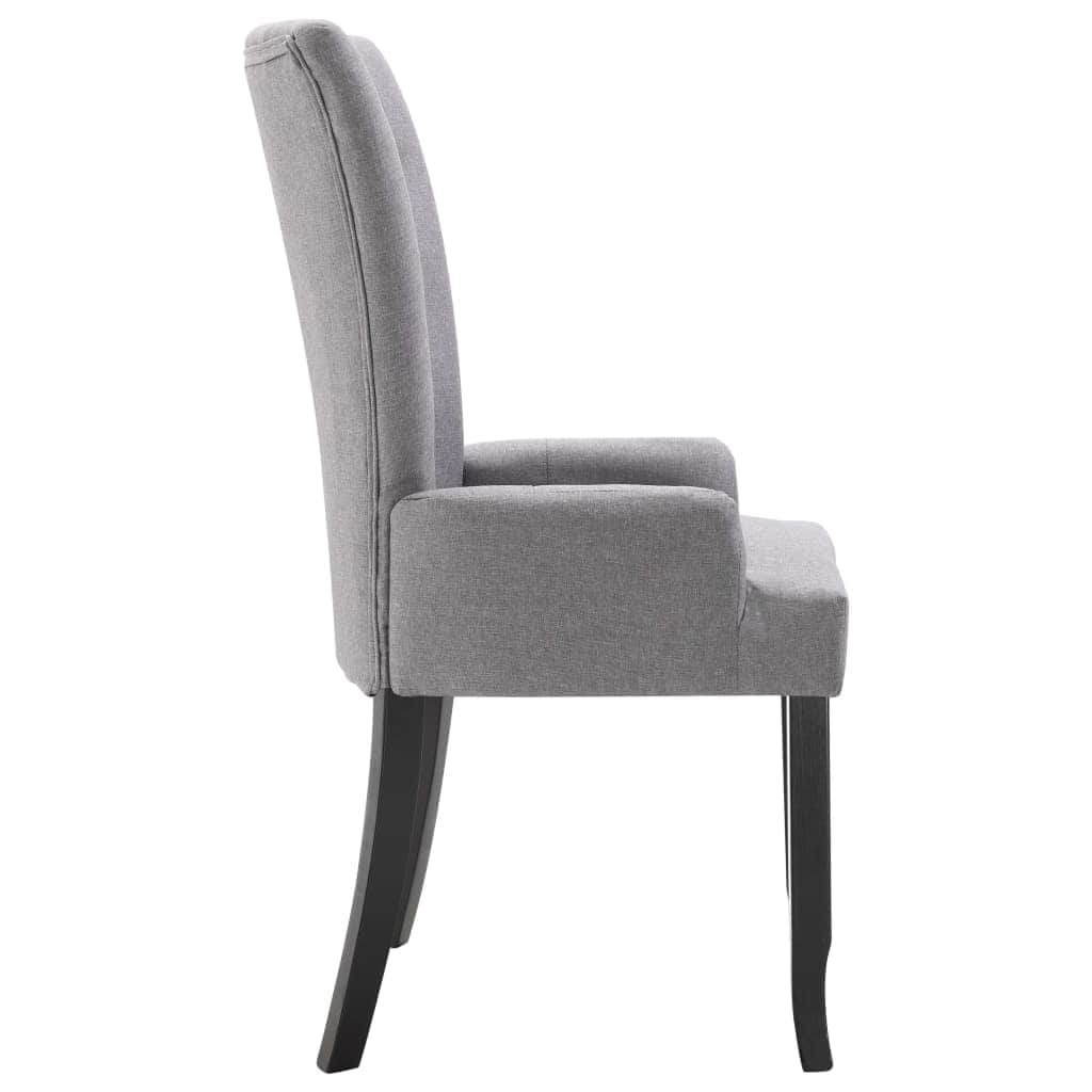 Dining Chairs with Armrests 2 pcs Light Grey Fabric