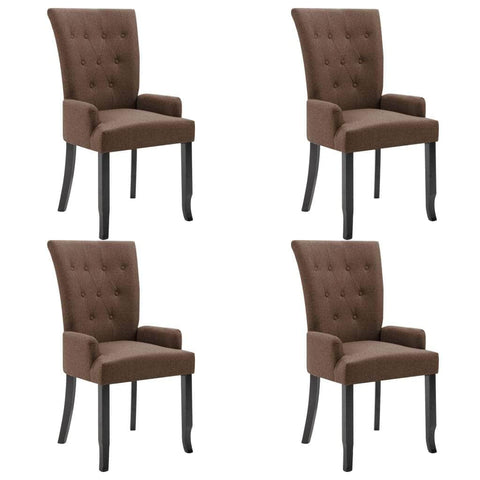 Dining Chairs with Armrests 4 pcs Brown Fabric