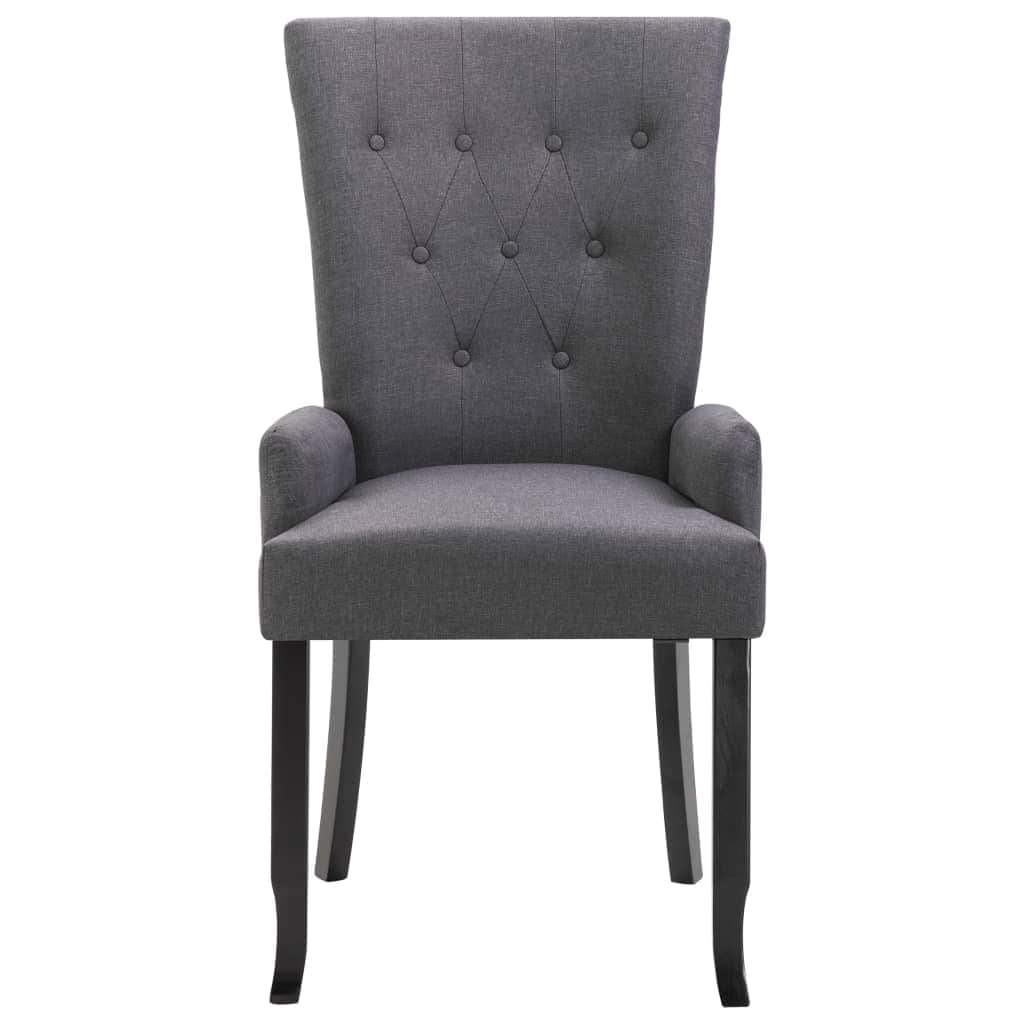 Dining Chairs with Armrests 6 pcs Dark Grey Fabric
