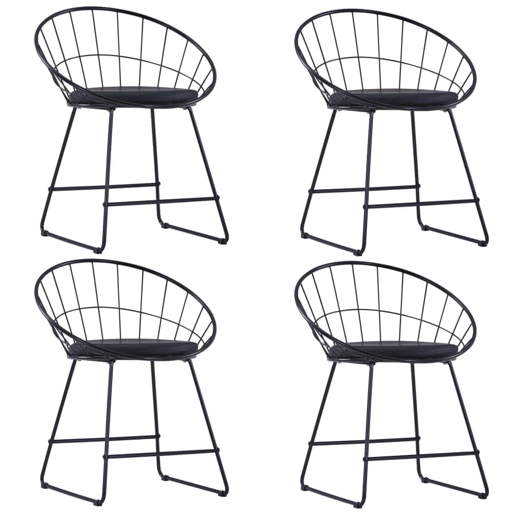 Dining Chairs with faux Leather Seats 4 pcs Black Steel