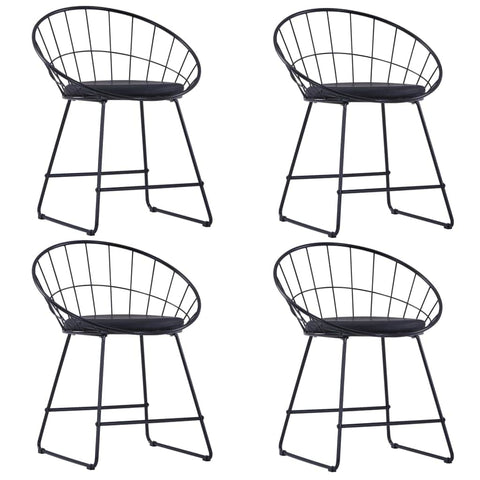 Dining Chairs with faux Leather Seats 4 pcs Black Steel