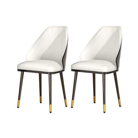 Dining Chairs Wooden Chair Kitchen Cafe Faux Leather Padded Seat Set Of 2