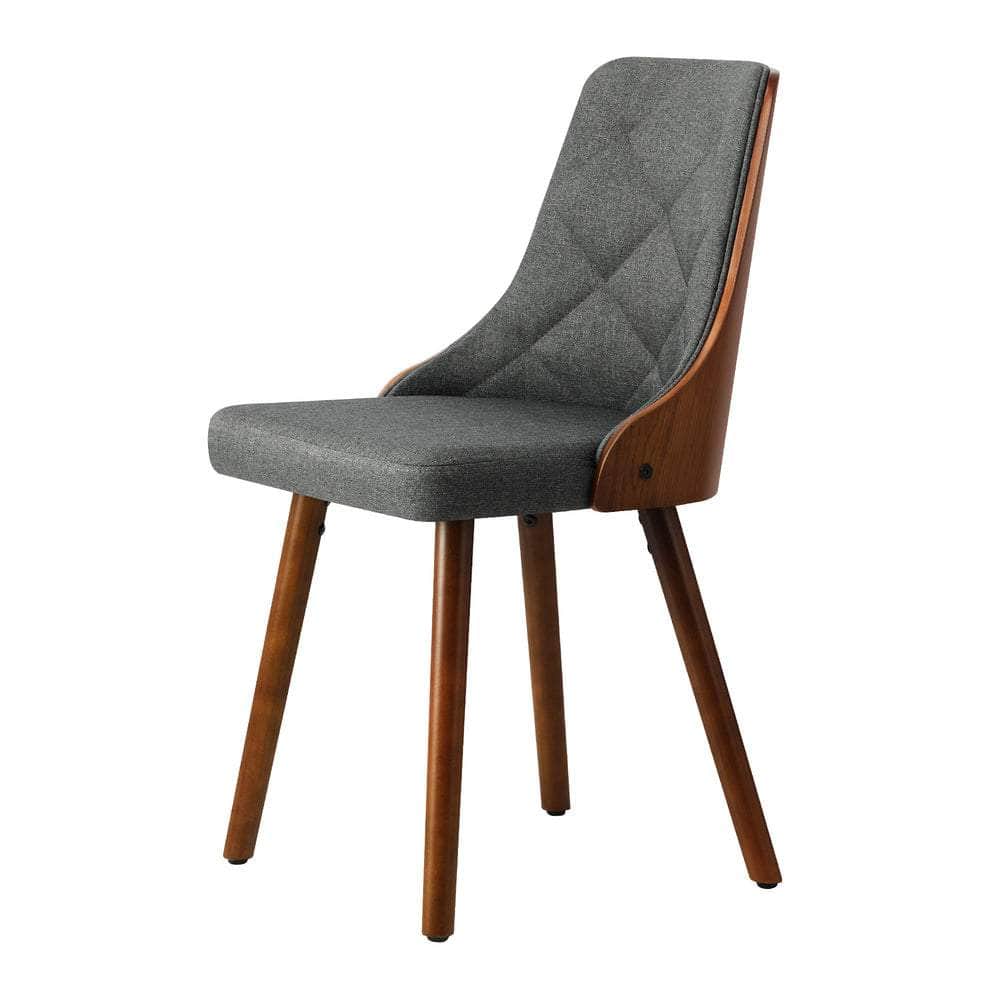 Dining Chairs Wooden Chair Kitchen Cafe Faux Linen fabric Padded Seatx2