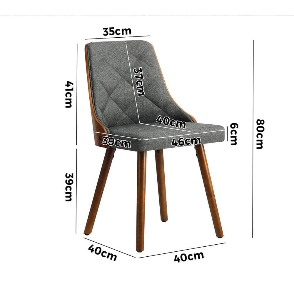 Dining Chairs Wooden Chair Kitchen Cafe Faux Linen fabric Padded Seatx2