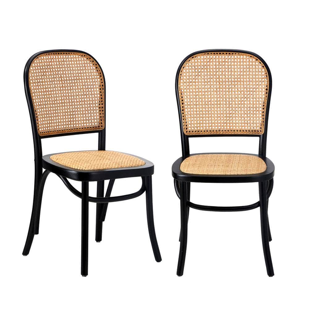 Dining Chairs Wooden Chairs Rattan Seat Beige