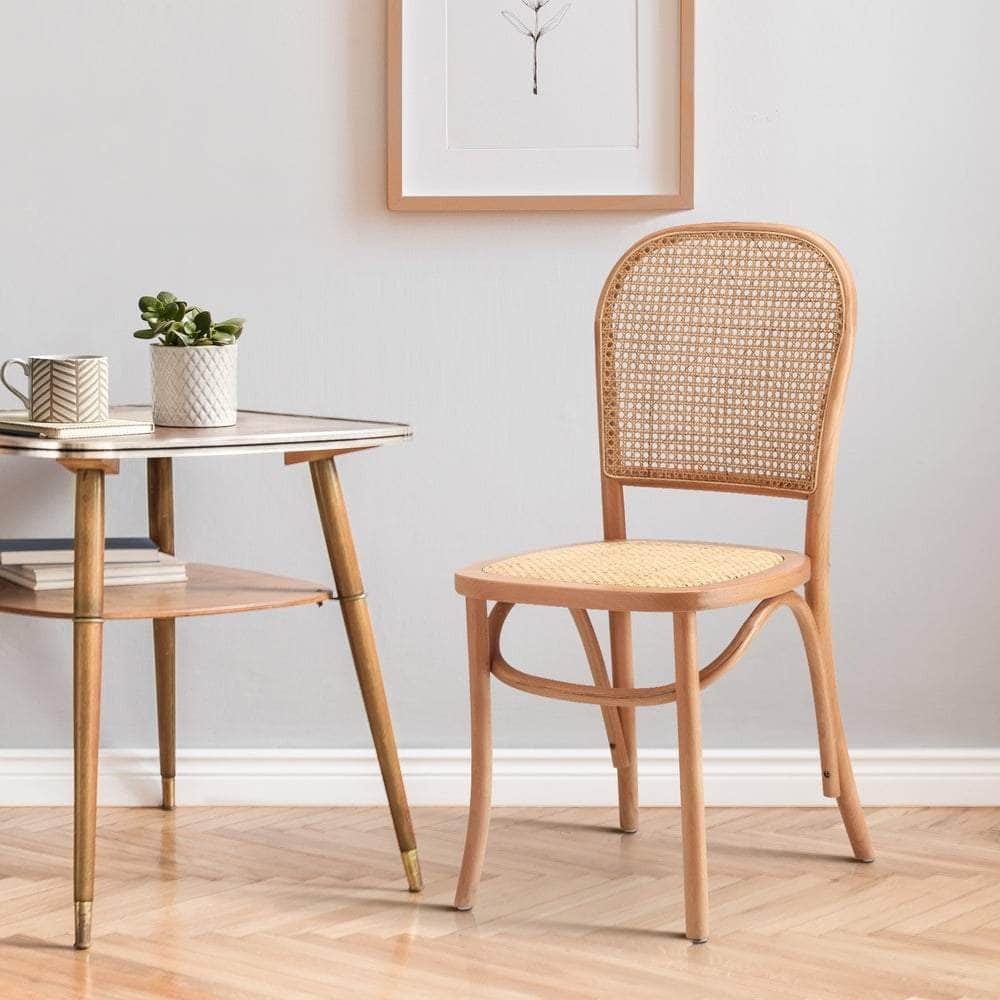 Dining Chairs Wooden Chairs Rattan Seat Beige