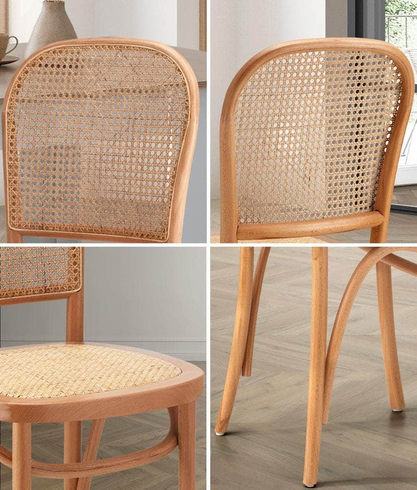 Dining Chairs Wooden Chairs Rattan Seat Beige