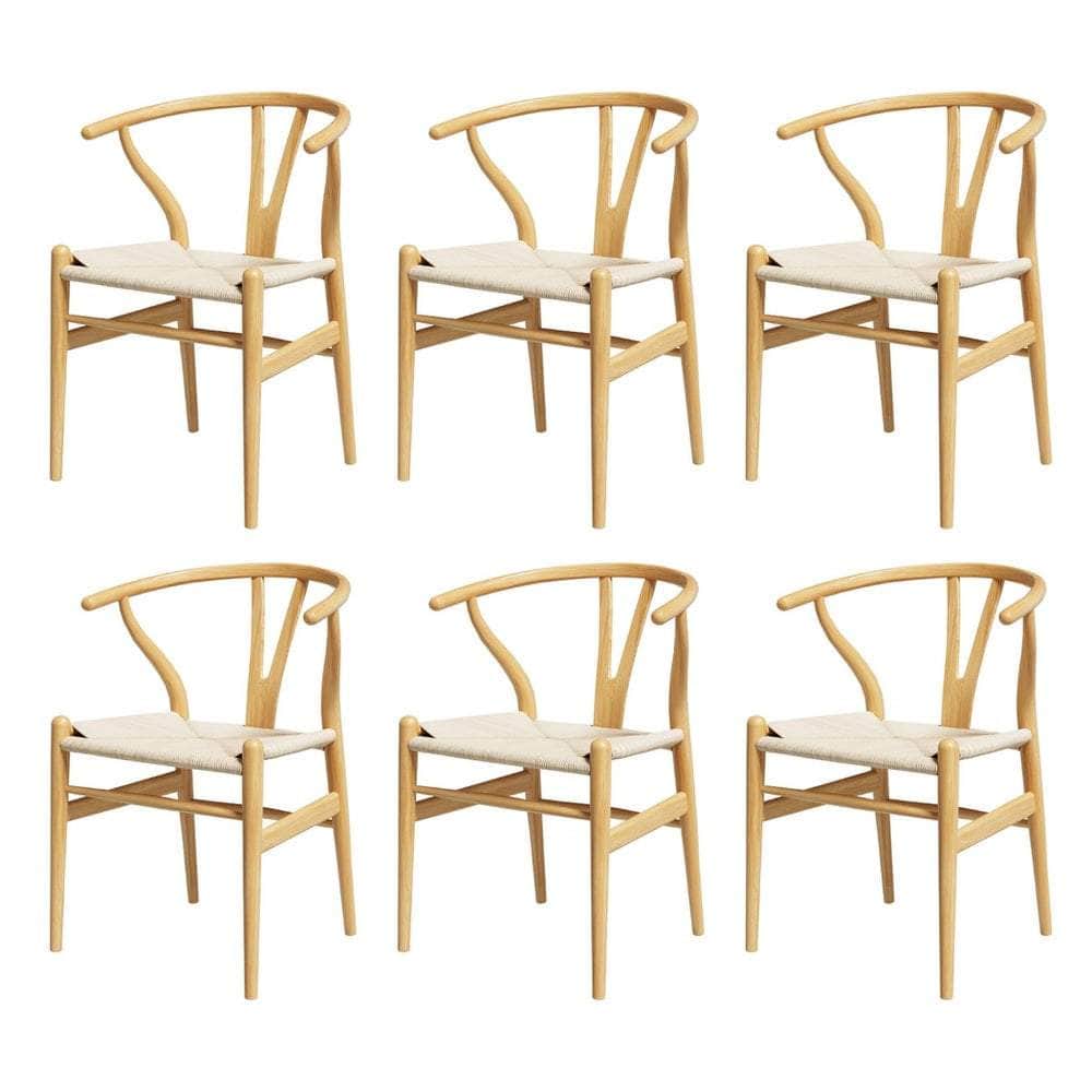 Dining Chairs Wooden Rattan Seat Wishbone Back