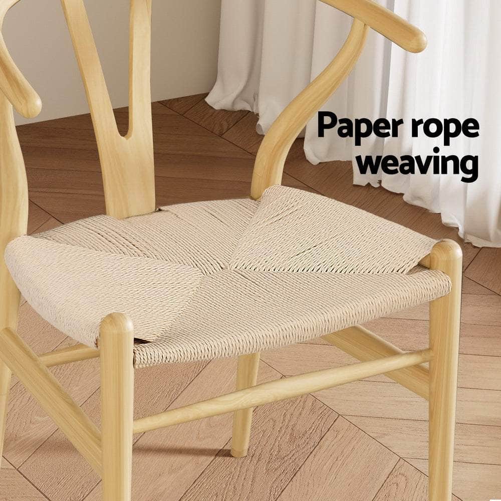 Dining Chairs Wooden Rattan Seat Wishbone Back