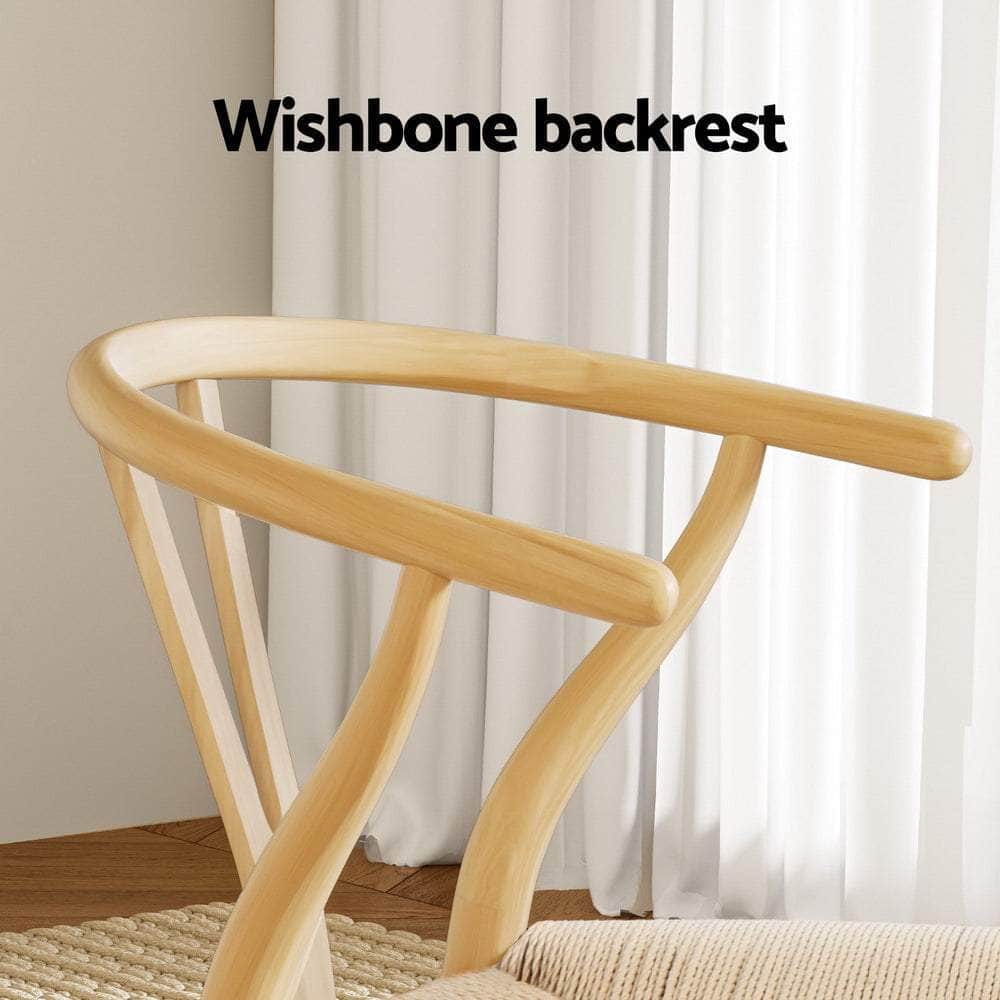Dining Chairs Wooden Rattan Seat Wishbone Back