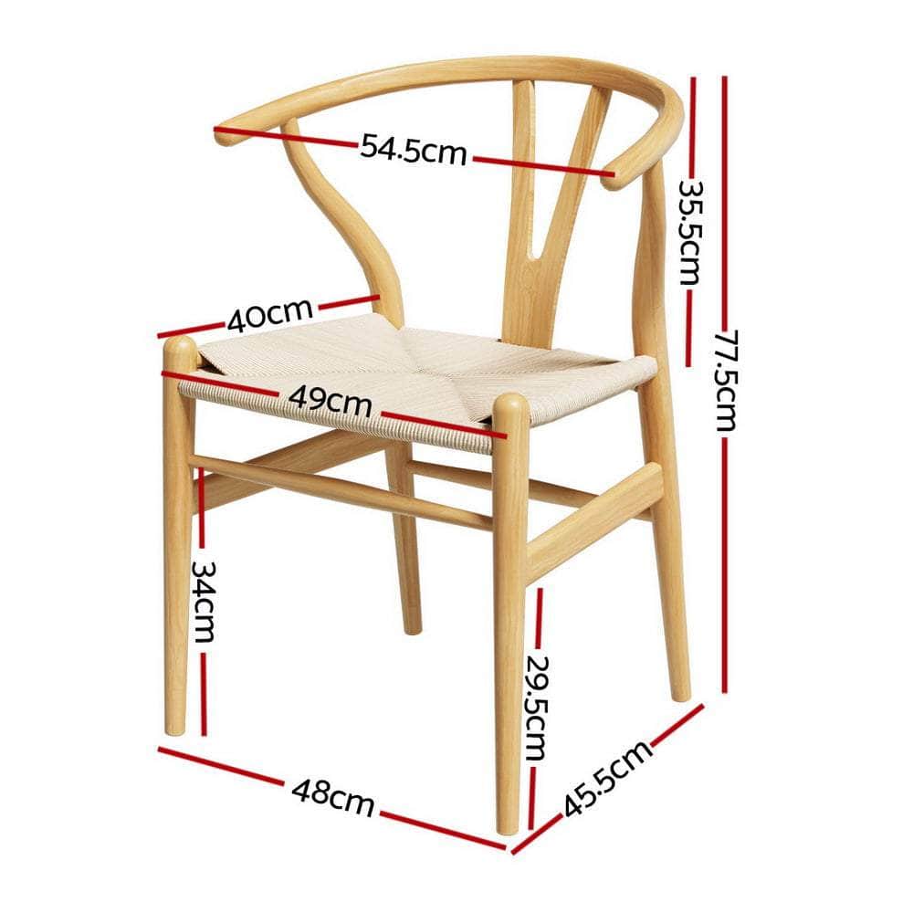 Dining Chairs Wooden Rattan Seat Wishbone Back