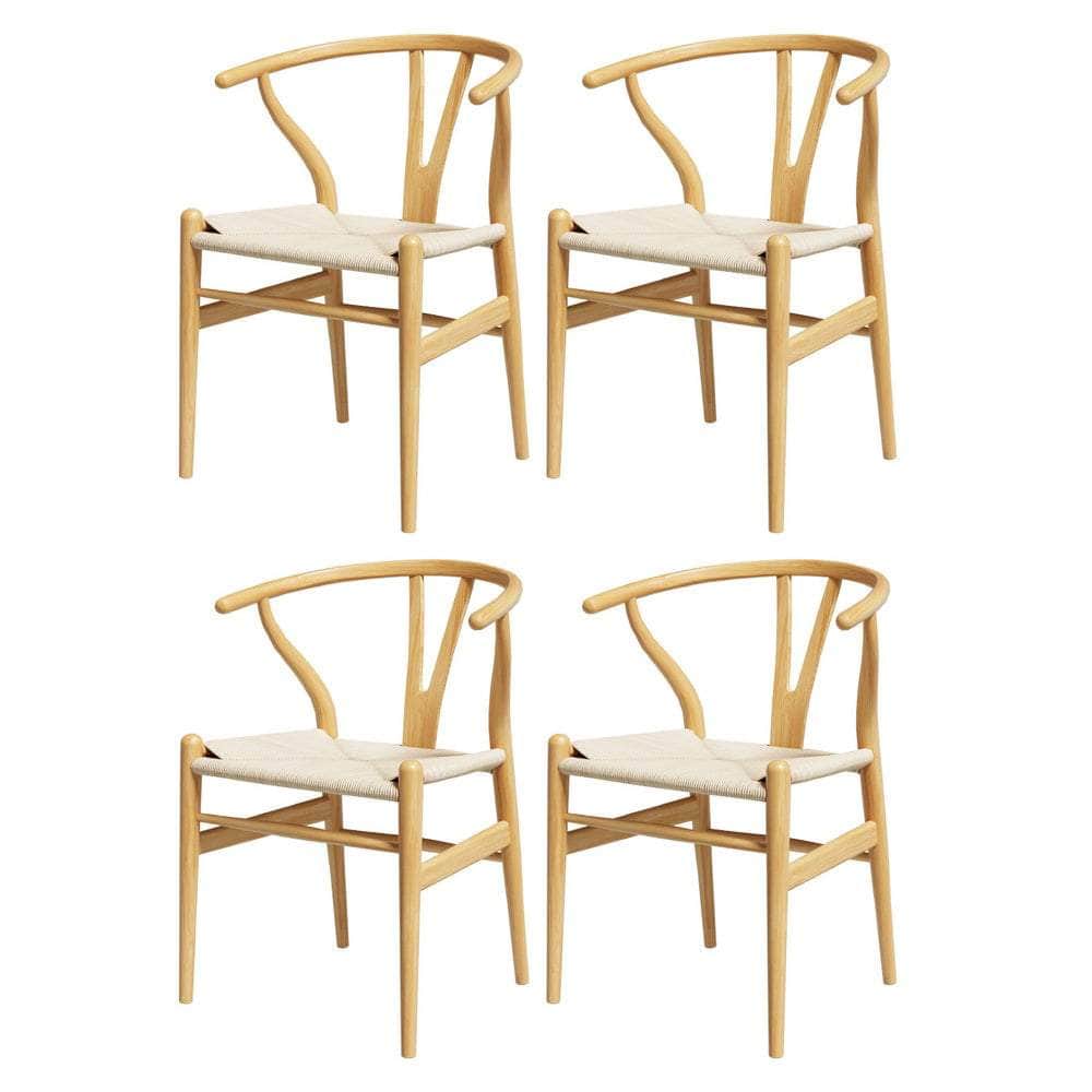 Dining Chairs Wooden Rattan Seat Wishbone Back