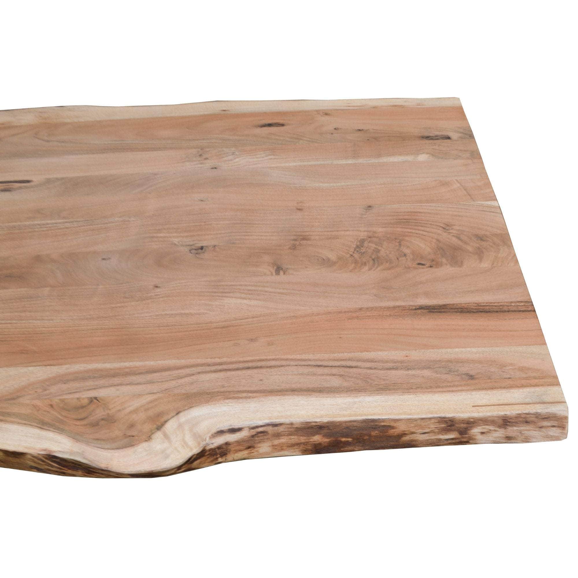 Dining Table 180Cm Live Edge Solid Acacia Timber Wood Metal Leg -Natural