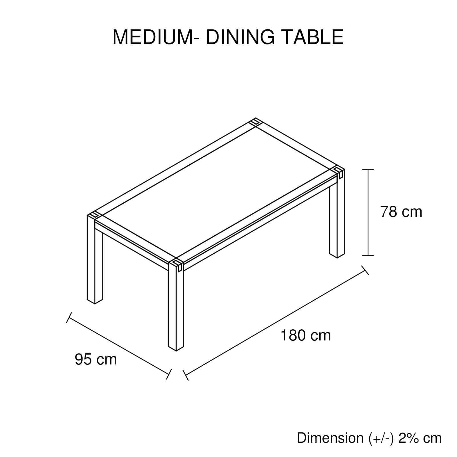 Dining Table 180Cm Medium Size With Solid Acacia Wooden Base In Chocolate