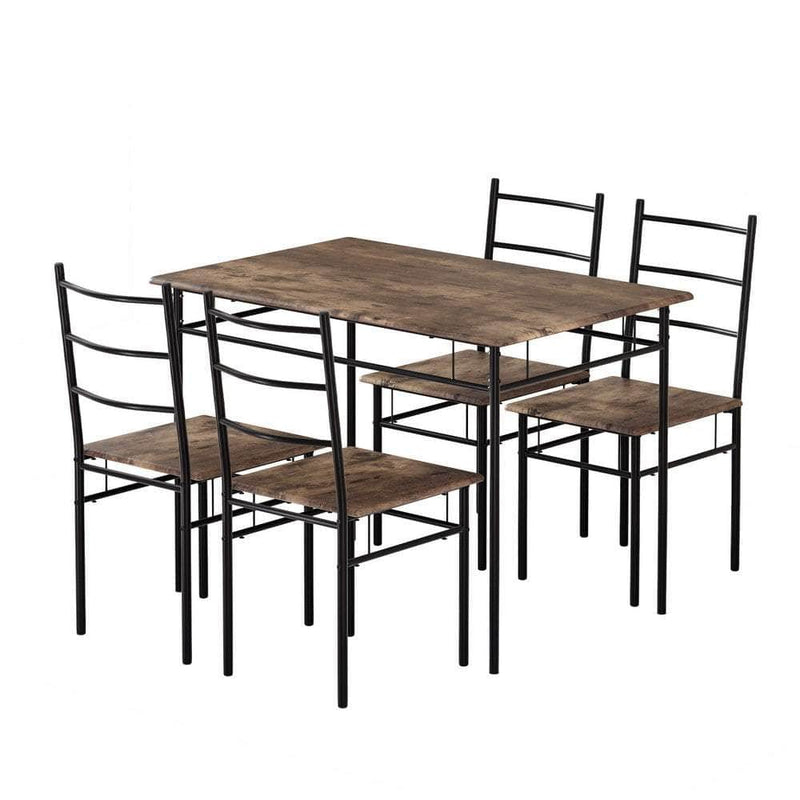 Dining Table and Chairs Set 5PCS Industrial Wooden Metal