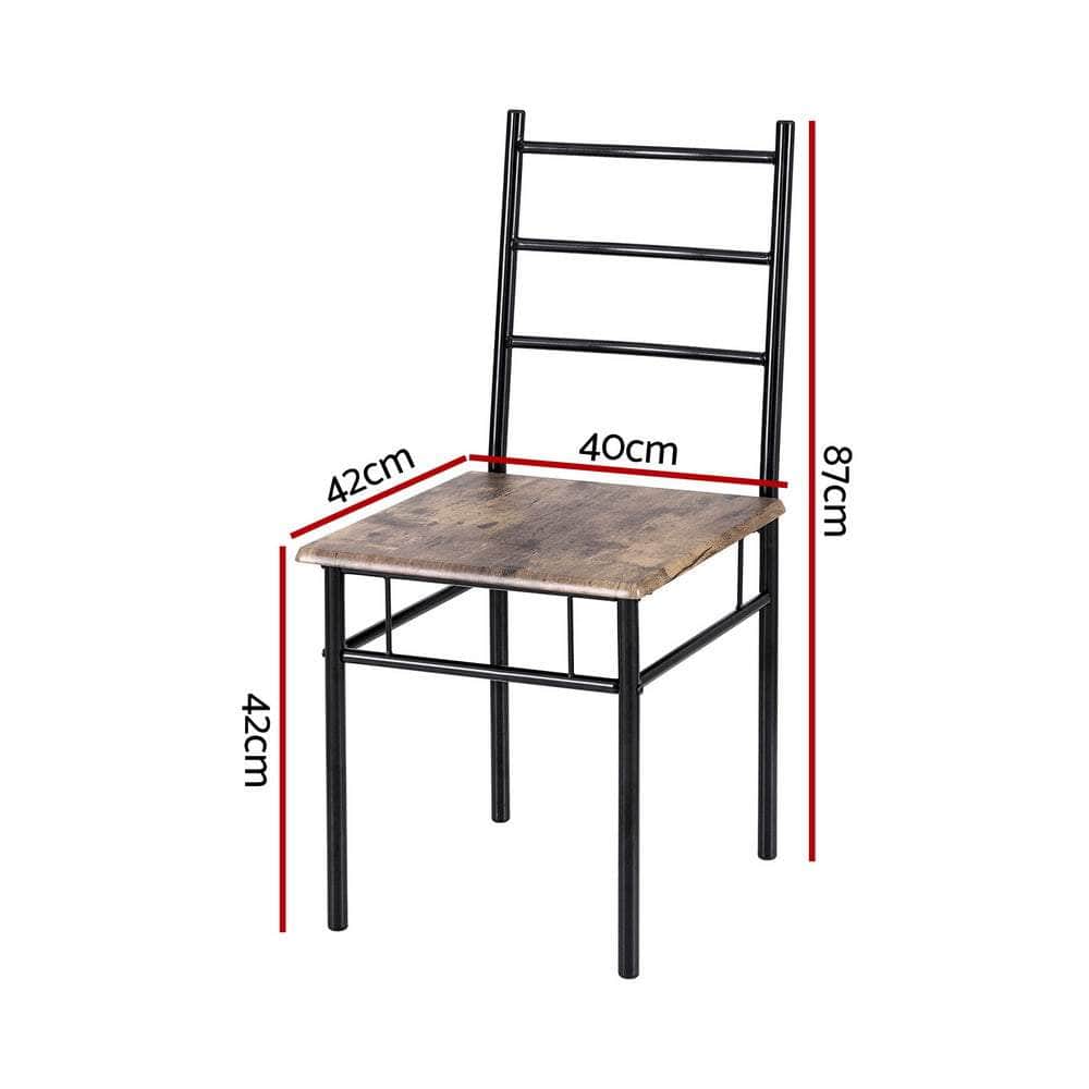 5Pcs - Dining Table and Chairs Set 5PCS Industrial Wooden Metal Desk Walnut