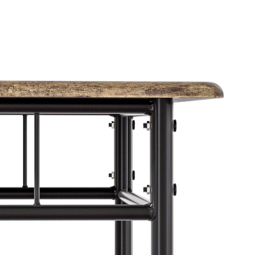 Dining Table and Chairs Set 5PCS Industrial Wooden Metal Desk Walnut, Wooden finish