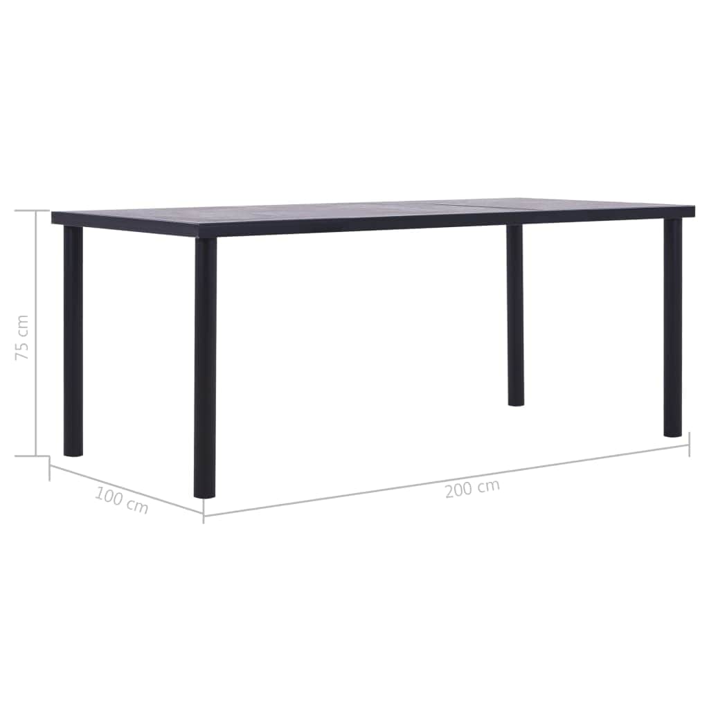Dining Table Black and Concrete Grey MDF - Simple deals