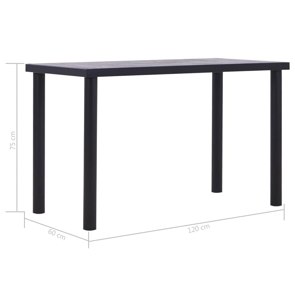 Dining Table Black and Concrete MDF Grey - Simple deals