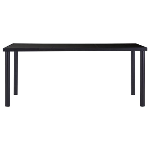 Dining Table Black Metal, Tempered Glass