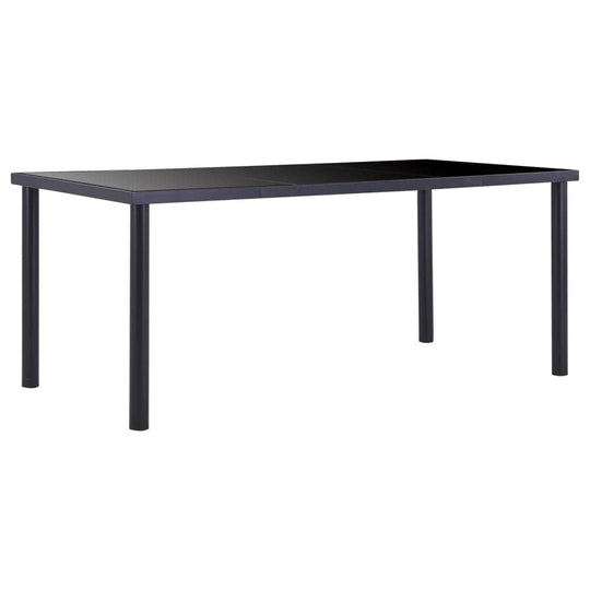 Dining Table Black Metal, Tempered Glass - Simple deals