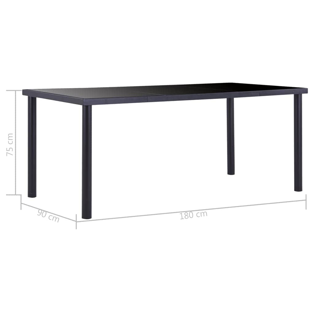 Dining Table Black Metal, Tempered Glass - Simple deals