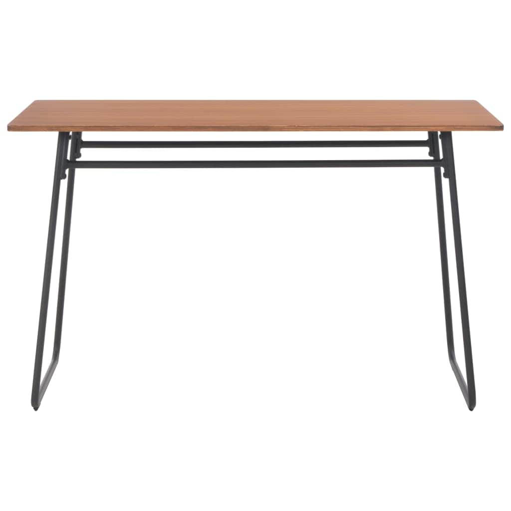 Dining Table Brown Solid Plywood Steel
