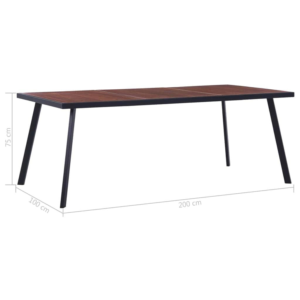 Dining Table Dark Wood and Black MDF