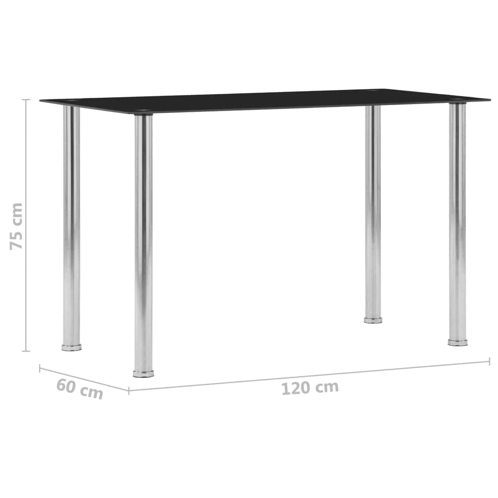 Dining Table Durable Black Tempered Glass