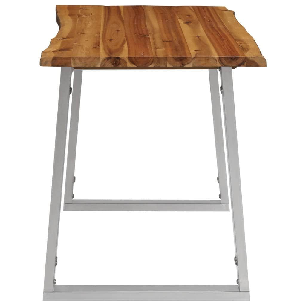 Dining Table Durable Solid Acacia Wood, Steel