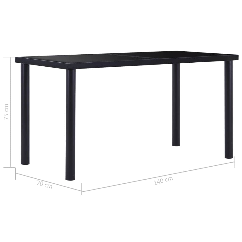 Dining Table Durable Tempered Glass Black