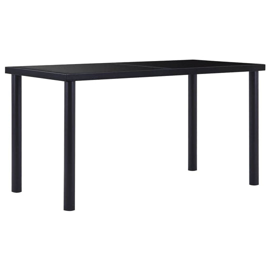 Dining Table Durable Tempered Glass Black - Simple deals