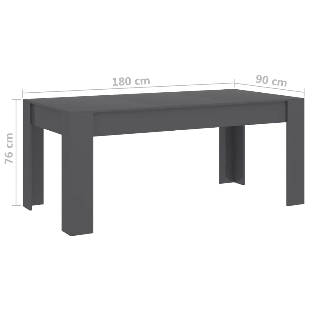 Dining Table High Gloss Grey Chipboard